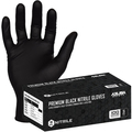 Azusa Safety Premium Nitrile Disposable Gloves, 6 mil, Powder-Free, Fully Textured, S, 100 PK, Black ND6020
